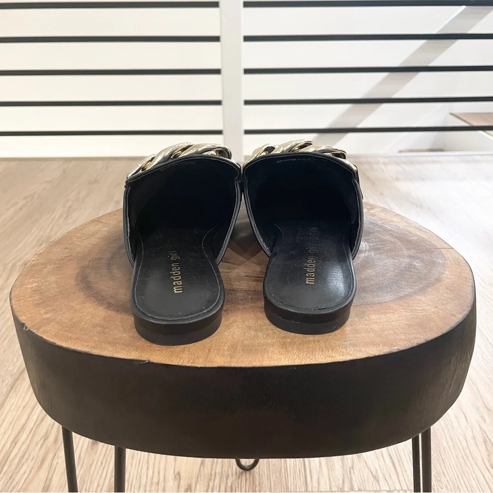 NWT 7.5 black and gold madden girl, chain photo leather loafers - Picture 6 of 6